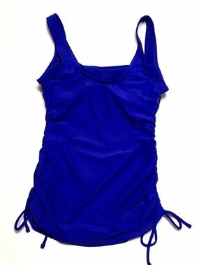 Kona Sol Royal Blue Swim Tank with Mint Tie Accents